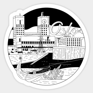 Norway Oslo landscape lineart illustration Sticker